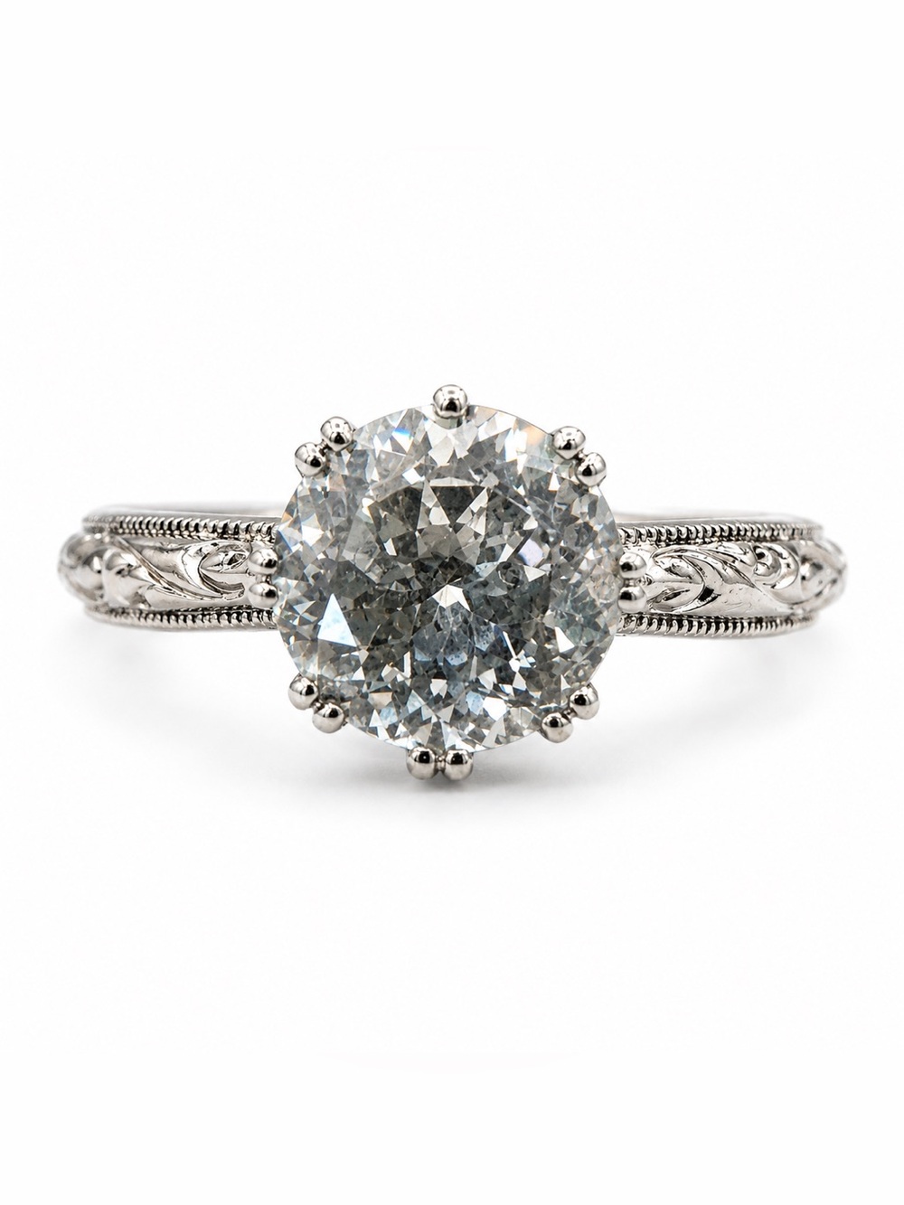 Tacori IV Diamonique 2 Carat Bloom Cut Solitaire Ring Platinum Clad Sterling 10 - Picture 3 of 10